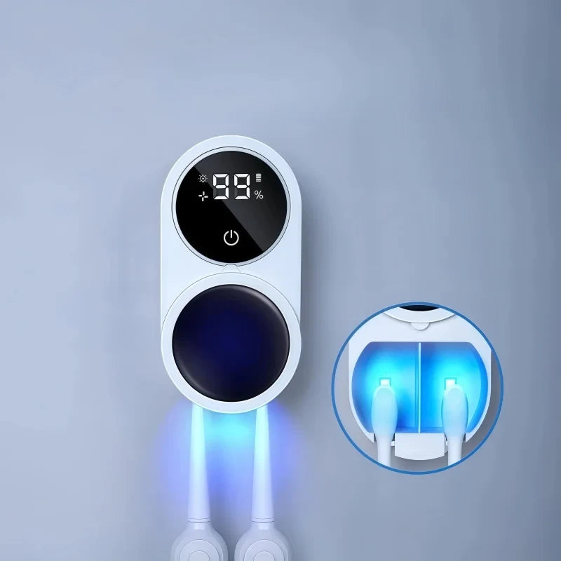 Soporte inteligente para cepillos de dientes con esterilización por inducción, montaje en pared y pantalla digital