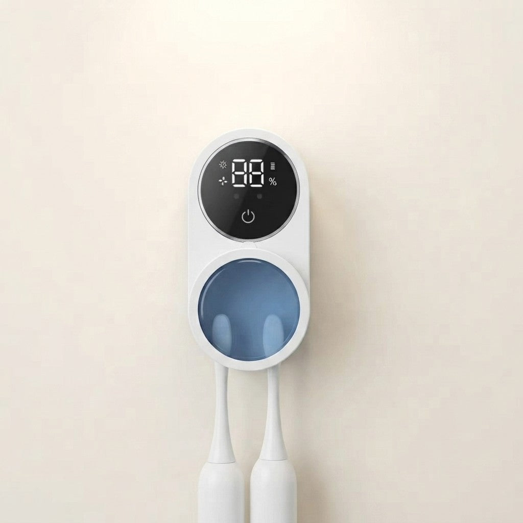 Soporte inteligente para cepillos de dientes con esterilización por inducción, montaje en pared y pantalla digital